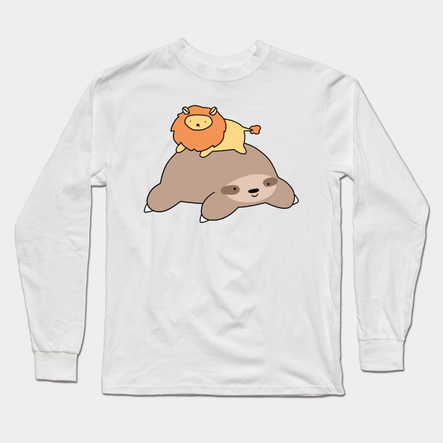 Sloth and Little Lion Long Sleeve T-Shirt by saradaboru